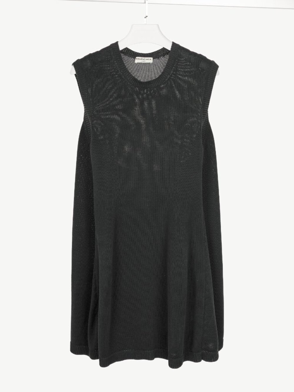 Balenciaga Black Cotton-Knit Sleeveless Trapeze Sweater Dress